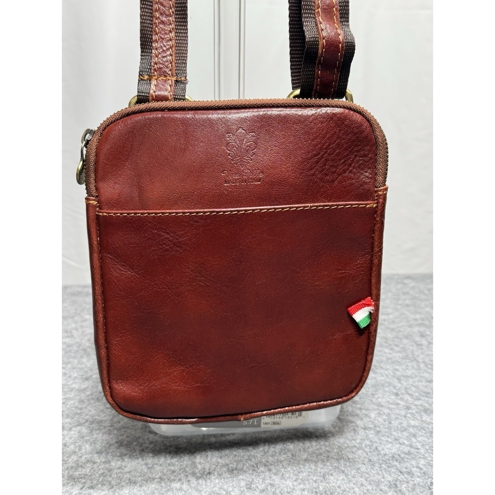 Italian Leather Crossbody Shoulder Bag Man Bag Vera Pelle Brown - Picture 4 of 16